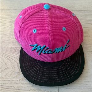 Miami Heat corduroy SnapBack Pink and Black Hat like new!
